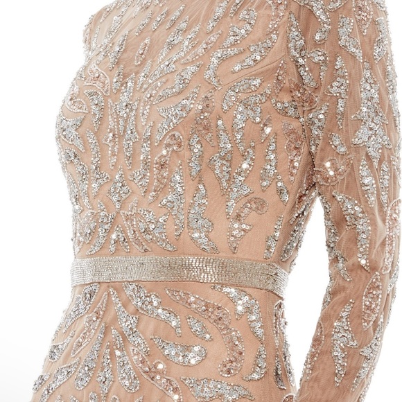 NWT Mac Duggal Sequin Column Gown Style # 5124 Size 8 Mocha - Picture 2 of 12